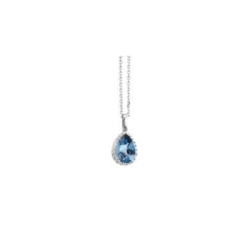 Kette Weissgold 750 Capolavoro Topas London Blue Tropfen