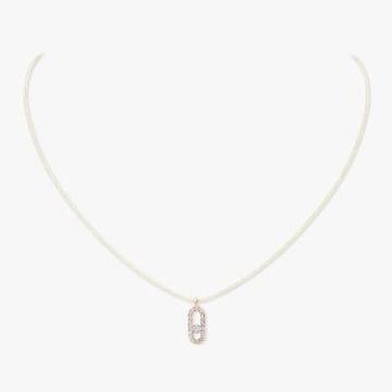 Collier Rotgold 750 Messika Messika CARE(S) Schnur Creme Mit Diamanten Ausgefasst
