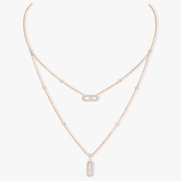 Collier Rotgold 750 Messika Move Uno 2 Reihig Pavé