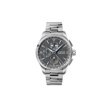 Herrenarmbanduhr Edelstahl Union Glashütte Belisar Chronograph Mondphase