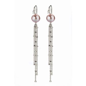 Ohrpendel Weissgold 750 Gellner Pearls Ohrhaken mit Ming-Perlen & Brillanten