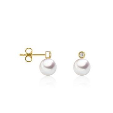Ohrstecker Gelbgold 750 Hesse Perlstecker mit Brillant