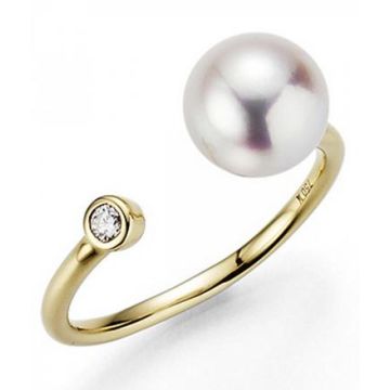 Ring Gelbgold 750 Yana Nesper Brilliantring mit Akoya Perle