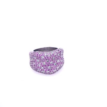 Ring Weissgold 750 Atelier Kopf Diamanten und Saphire