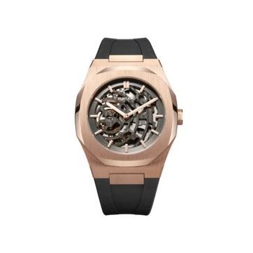 Herrenarmbanduhr Edelstahl/PVD besch. rot D1 Milano Skeleton D1 Milano Skeleton Rose Gold Case