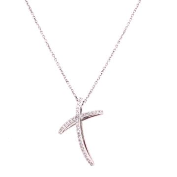 Collier Weissgold 750 Atelier Kopf Kreuz mit Brillanten