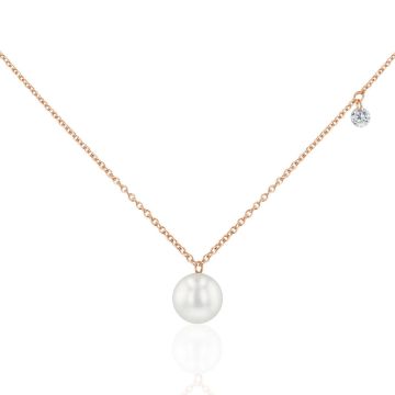Collier Rotgold 750 Hesse Akoya & Brillant