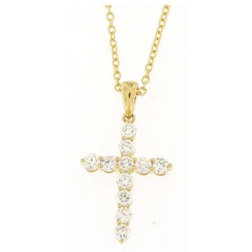 Collier Gelbgold 750 Piero Milano Gioielli Kette mit Diamantkreuz