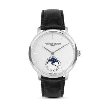 Herrenarmbanduhr Edelstahl Frederique Constant Slimline Moonphase