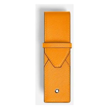 Etuis, Schmuckkassetten, etc. Leder echt Montblanc Sartorial Etui für 2 Schreibgeräte Saffron