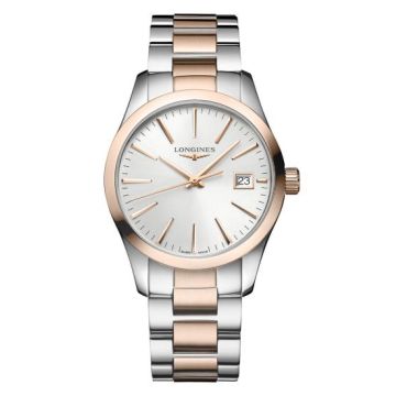 Damenarmbanduhr Edelstahl/PVD besch. rot Longines Conquest Classic Lady