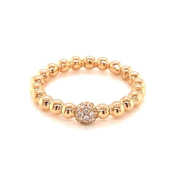 Ring Roségold 750 Atelier Kopf Kugelring mit Brillanten