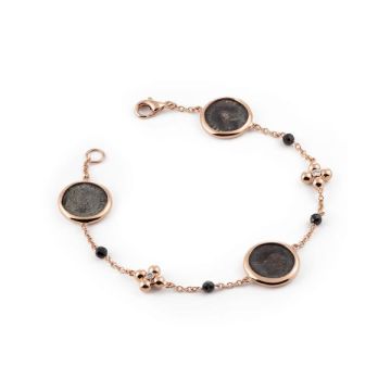 Armband Rotgold 750 Al Coro Münzen und schwarzen Saphiren