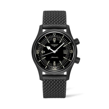 Herrenarmbanduhr Edelstahl Longines Heritage Legend Diver Blacksteel