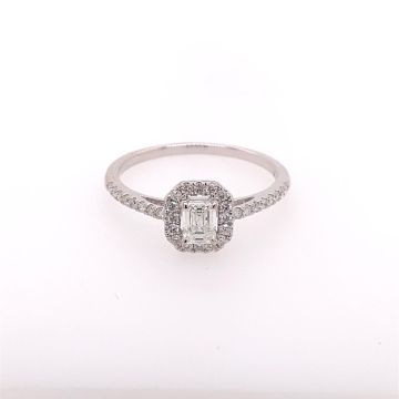 Ring Weissgold 750 Atelier Kopf Emeraldschliff/Brillanten