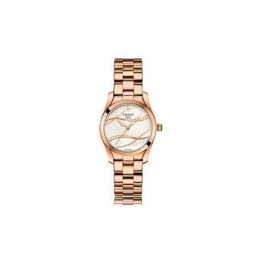 Damenarmbanduhr Edelstahl/PVD besch. rot Tissot T-Wave