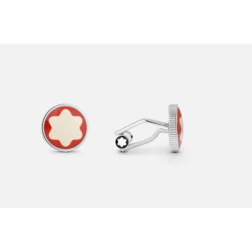 Manschettenknopf Edelstahl Montblanc Cufflinks Heritage Rouge et Noir