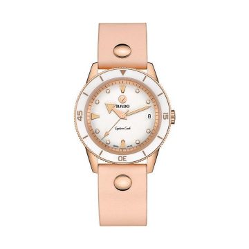 Damenarmbanduhr Edelstahl/PVD besch. rot Rado Captain Cook