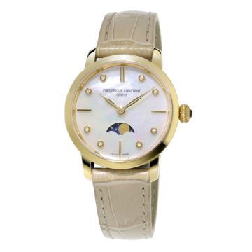 Damenarmbanduhr Edelstahl/PVD besch. gelb Frederique Constant Slimline