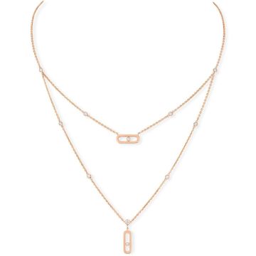 Collier Roségold 750 Messika Move Uno 2 Reihig - 18 Karat
