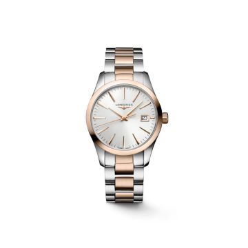 Damenarmbanduhr Edelstahl/PVD besch. rot Longines Conquest Classic Lady