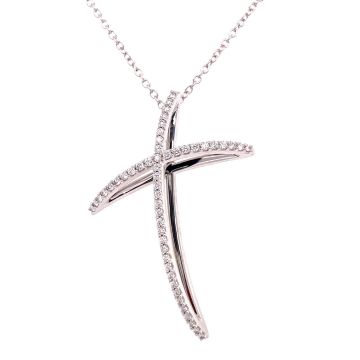 Collier Weissgold 750 Atelier Kopf Kreuz mit Brillanten