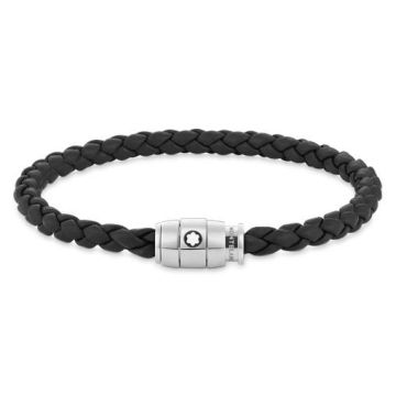 Armband Leder echt Montblanc Armband Steel 3 Ringe Black Gr. 60