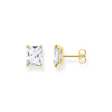Ohrstecker Silber vergoldet, gelb Sabo Thomas Weisser Stein Gold