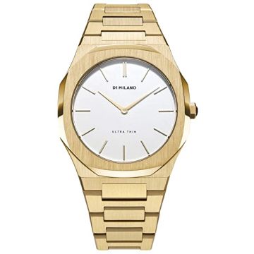 Damenarmbanduhr Edelstahl/PVD besch. gelb D1 Milano Ultra Thin Gelbgold 38mm