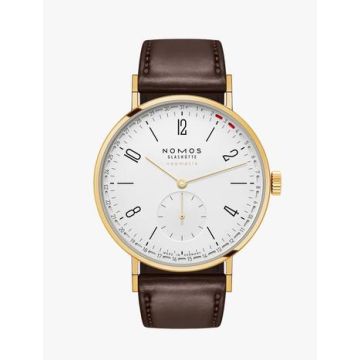 Herrenarmbanduhr Gelbgold 750 Nomos Tangente Tangente Gold neomatik 38 Update doré