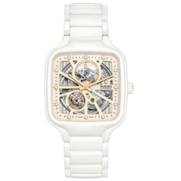 Damenarmbanduhr Keramic Rado True Square Automatik Open Heart Jubilé