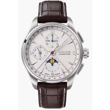 Herrenarmbanduhr Edelstahl Union Glashütte Belisar Belisar Chronograph Mondphase