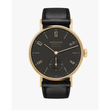 Herrenarmbanduhr Gelbgold 750 Nomos Tangente Gold neomatik Ruthenium