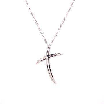 Collier Weissgold 750 Atelier Kopf Kreuz mit Brillant