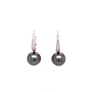 Ohrpendel Weissgold 750 Gellner Pearls Creole mit Tahiti Perlen & Brillanten