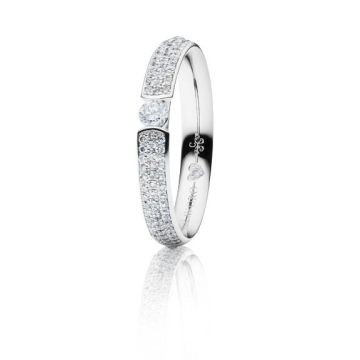 Ring Weissgold 750 Capolavoro Pavé Diamante in Amore schwebender Diamant