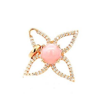 Anhänger Rotgold 750 Pramesberger Kreuzblume mit pinkem Opal
