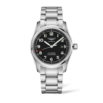 Herrenarmbanduhr Edelstahl Longines Spirit Spirit 42 Schwarz