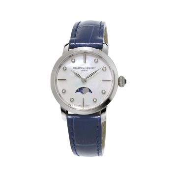 Damenarmbanduhr Edelstahl Frederique Constant Slimline Moonphase